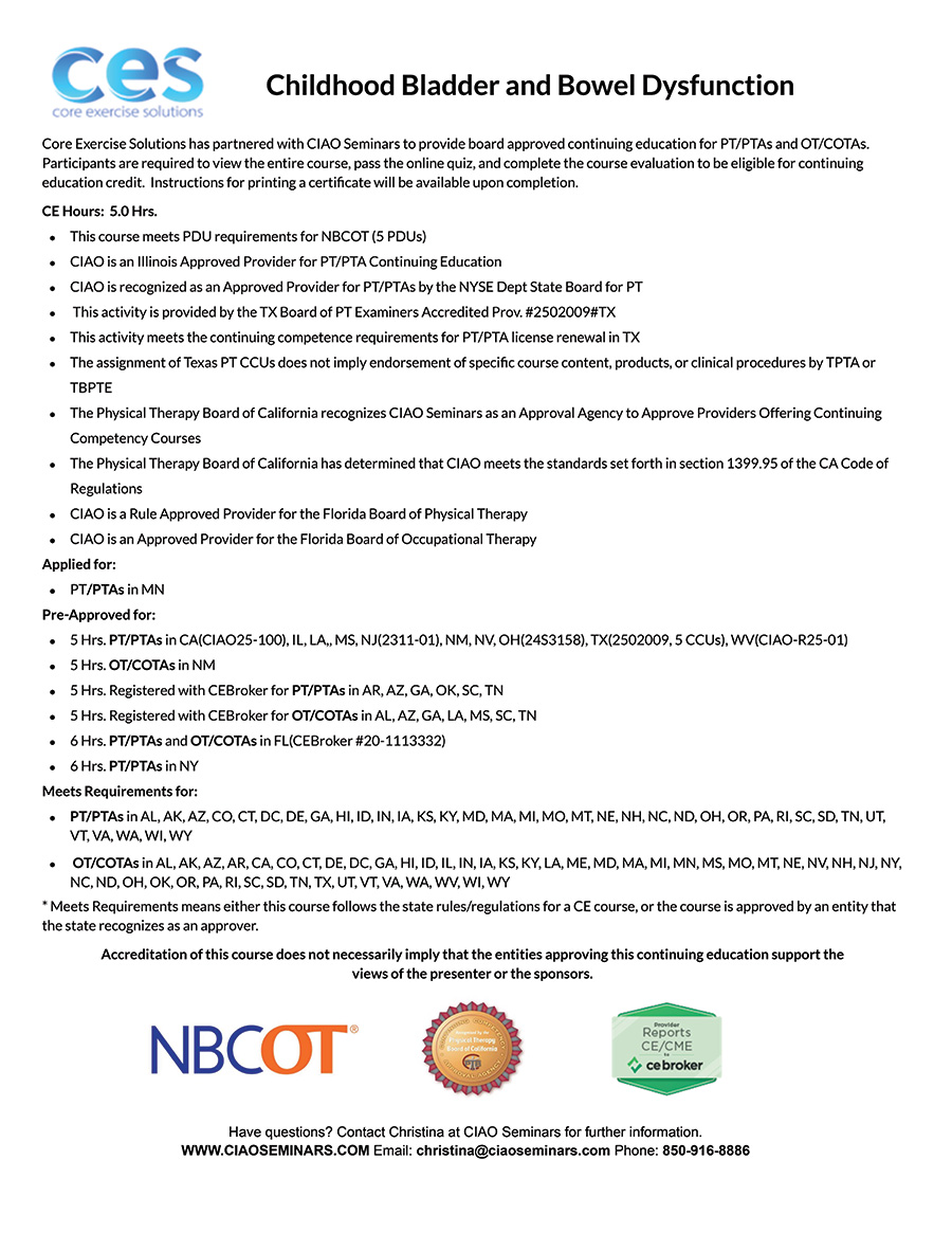 Childhood Bladder CE INFO 2025 Childhood Bladder CE INFO 2025