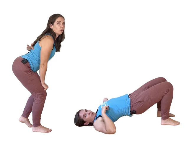 Rib flare with hip hinge and bridge